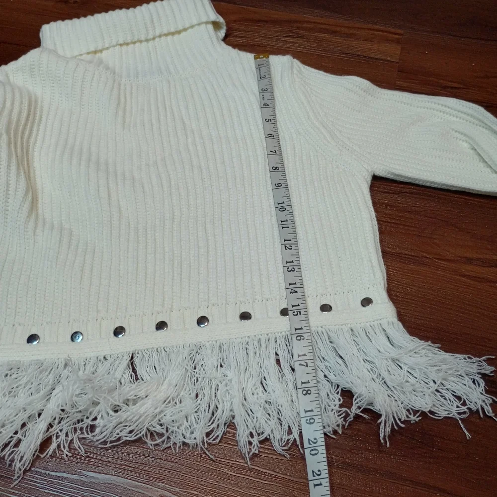 Lulu's Freethinker Cream Fringe Cropped Sweater